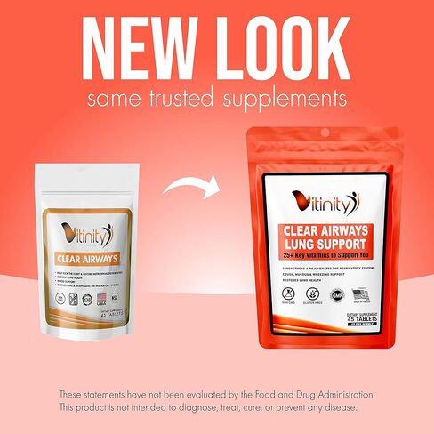 مكمل تنظيف الرئة ودعم الجهاز التنفسي من فيتينيتي - مركب طبيعي لصحة الرئة - التخلص من سموم الرئة لأولئك الذين يعانون من التنفس والربو وأقراص الحساسية الموسمية (15 يومًا) in Kuwait