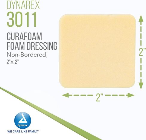 Dynarex 3012 CuraFoam تلبيس إسفنجي، غير محدد، معقم، يوفر رعاية مبطنة ورطبة للجروح، 4 بوصة × 4.25 بوصة، عبوة من 10 قطع in Saudi Arabia