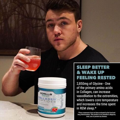 Gorilla Mind Collagen Peptides Powder - Joint & Bone Health/Great for Hair, Skin & Nails/Sleep Support/Types I, II, III/Mix in Water, Juice or a Smoothie - 435g (Blue Raspberry) in Saudi Arabia