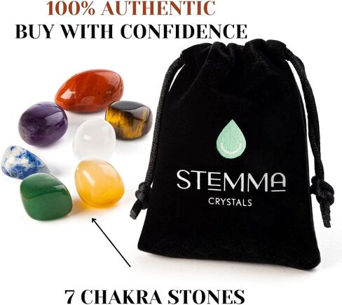مجموعة احجار شاكرا العلاجية والكريستال من ستيما | هدايا برج القوس | هدايا علم التنجيم للنساء، اكسسوارات التأمل الكريستالية وهدايا لمحبي الكريستالات والأحجار | in Kuwait