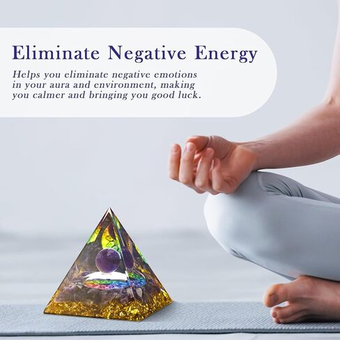 Amethyst Sphere Orgonite Pyramid for Positive Energy Healing Crystal and Stone for Yoga Meditation Bring Good Luck & Wealth Resist Stress in Kuwait