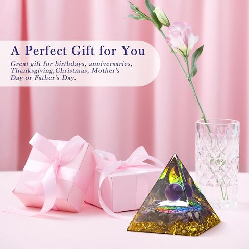 Amethyst Sphere Orgonite Pyramid for Positive Energy Healing Crystal and Stone for Yoga Meditation Bring Good Luck & Wealth Resist Stress in Kuwait