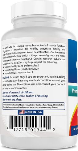 رقم 1 CAL MAG ZINC من Best Naturals - مركب معدني أساسي - تم تصنيعه في منشأة معتمدة من GMP مقرها الولايات المتحدة الأمريكية وتم اختبار نقائه من قبل طرف ثالث. مضمون!!, 180 قرصًا in Saudi Arabia