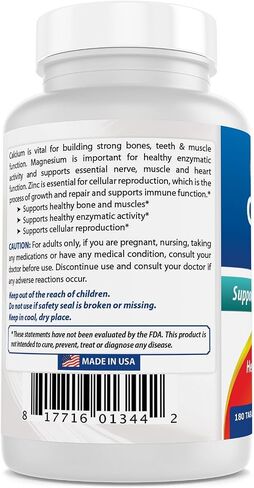 رقم 1 CAL MAG ZINC من Best Naturals - مركب معدني أساسي - تم تصنيعه في منشأة معتمدة من GMP مقرها الولايات المتحدة الأمريكية وتم اختبار نقائه من قبل طرف ثالث. مضمون!!, 180 قرصًا in Saudi Arabia