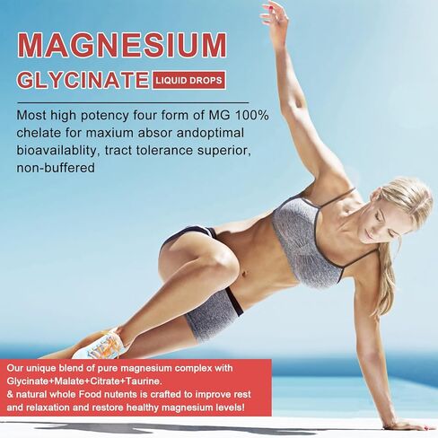 2Pack Magnesium Glycinate Supplement, 1000mg Magnesium Liquid Drop with Magnesium Glycinate 500mg, Taurate Malate Potassium Vitamin B,C,D,K & Organic Herb for Nerve, Bone, Muscle Sleep -Sugar Free in Kuwait