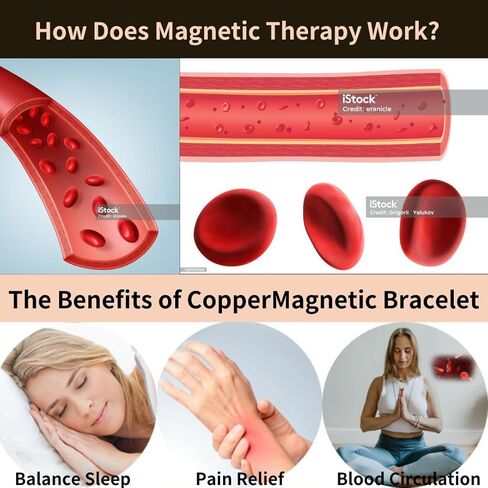 أساور نحاسية للرجال 21.59 سم، سوار مغناطيسي قابل للتعديل لتخفيف الآلام لالتهاب المفاصل والنفق الرسغي النفق النفق النصفي التنس in Kuwait