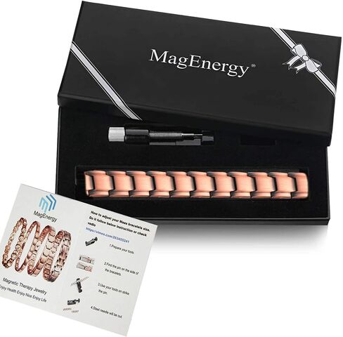 أساور نحاسية للرجال 21.59 سم، سوار مغناطيسي قابل للتعديل لتخفيف الآلام لالتهاب المفاصل والنفق الرسغي النفق النفق النصفي التنس in Kuwait