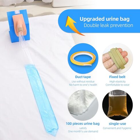 حزام قسطرة خارجي للذكور بسعة كبيرة 100 كيس بول وشريط قوي، ثلاثة مشبك قابل للتعديل مانع للتسرب، حزام تثبيت قابل لإعادة الاستخدام للرجال in Kuwait