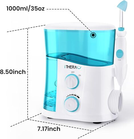 iTHERAU Nasal Irrigator Sinus Rinse Bundle, Strong Power Nose Cleaner for Sinus Relief 4 Nose Cleaning Tips with 40 SaltPods in Kuwait