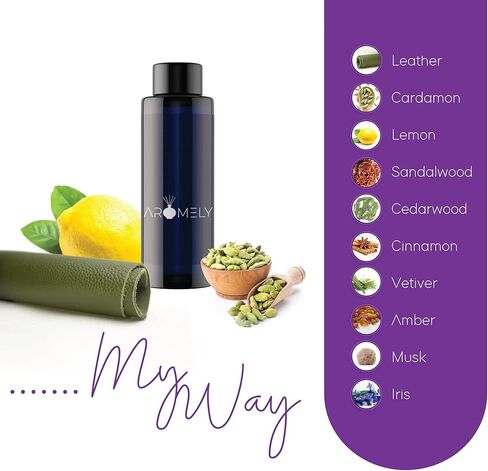 رائحة زيت الناشر Aromely My Way - زيوت أساسية للعلاج بالروائح العطرية - مزيج عطري متطور من الجلد والهيل والليمون مستوحى من أفخم الفنادق - 150 مل in Kuwait