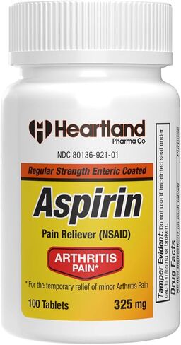 هارتلاند فارما لتخفيف آلام التهاب المفاصل - الأسبرين 325 ملغ EC - مغلف معوي - مسكن آلام NSAID - 100 قطعة - (عبوة من قطعتين) in Kuwait