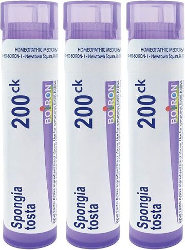 Boiron Spongia tosta 6c, 80 pellets, homeopathic Medicine for Dry, Barking Cough, 3 Count in Kuwait
