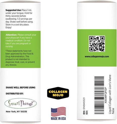 Collagen Mojo Liquid Collagen Peptides with Lions Mane Mushroom, Elderberry & L-Theanine – High Potency/Absorption Formula. Hair, Skin, Nail + Joint Support. Promote Focus & Boost Immunity 2 Oz. in Saudi Arabia