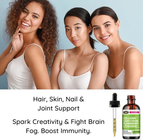 Collagen Mojo Liquid Collagen Peptides with Lions Mane Mushroom, Elderberry & L-Theanine – High Potency/Absorption Formula. Hair, Skin, Nail + Joint Support. Promote Focus & Boost Immunity 2 Oz. in Saudi Arabia