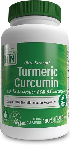 Health Thru Nutrition Turmeric Curcumin Complex 500mg | as BCM-95 Curcugreen Clinically Studied | Vegan Certified | (NON-GMO and Hypoallergenic (pack of 60) in Kuwait