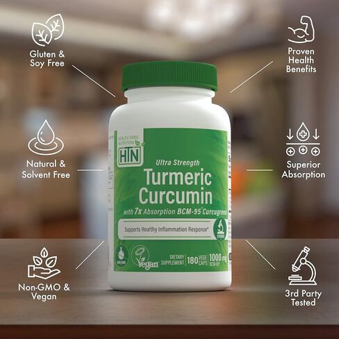 Health Thru Nutrition Turmeric Curcumin Complex 500mg | as BCM-95 Curcugreen Clinically Studied | Vegan Certified | (NON-GMO and Hypoallergenic (pack of 60) in Kuwait