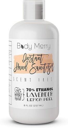 جل مطهر اليدين من بودي ميري 70% من الكحول الإيثيلي يقتل الجراثيم دون تجفيف الجلد، قوة مركز السيطرة على الأمراض غنية بمستخلصات عضوية معتمدة لرفع الأوساخ من أجل تنظيف عميق (8 أونصة) in Kuwait