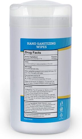 Germ-Away Hand Antibacterial Wipes - Hand Sanitizing Wipes for Kids & Adults, Wipes for Travel, Home or Office - Hand Cleaner Wipes (80 ct/Can) (Pack of 12) in Kuwait