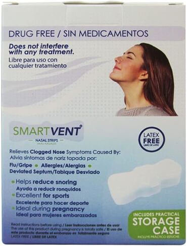 SMART VENT 40 Drug and Latex Free Nasal Strips That Instantly Relieve Nasal Congestion Breathe Better, Live Better. Includes 2 Practical Cases. in Saudi Arabia
