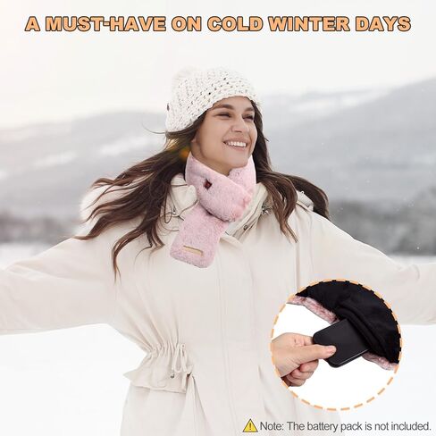 WIOR Electric Heated Scarf with Neck Heating Pad, Faux Rabbit Fur Collar Cozy Shawl, Fluffy Ski Snow Warm Winter Neck Wrap with 3 Temp Modes for Girls Women Autumn Winter Indoor Outdoor Use (Pink) in Kuwait