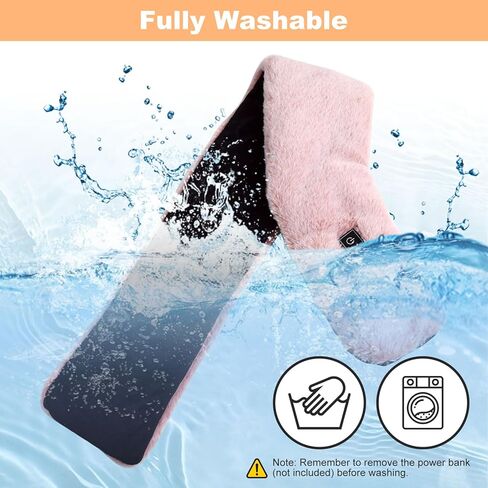 WIOR Electric Heated Scarf with Neck Heating Pad, Faux Rabbit Fur Collar Cozy Shawl, Fluffy Ski Snow Warm Winter Neck Wrap with 3 Temp Modes for Girls Women Autumn Winter Indoor Outdoor Use (Pink) in Kuwait