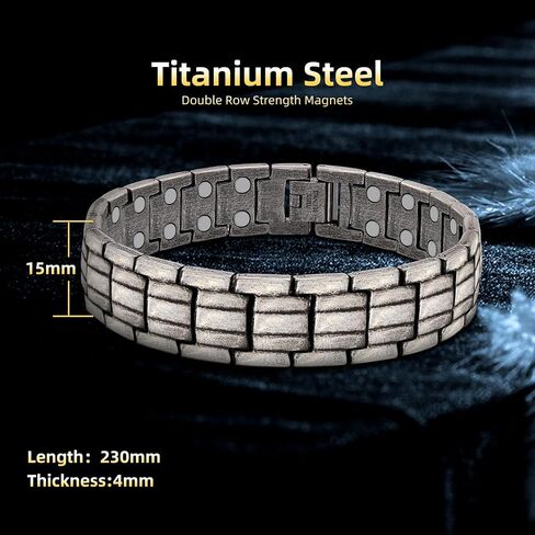 JEROOT Magnetic Bracelets for Men, Pure Titanium Double Row Strong Magnets(3500Gauss Per Magnet) Bracelet, Men's Bracelet with Adjustment Tool & Jewelry Gift Box in Kuwait