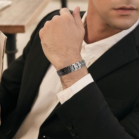 JEROOT Magnetic Bracelets for Men, Pure Titanium Double Row Strong Magnets(3500Gauss Per Magnet) Bracelet, Men's Bracelet with Adjustment Tool & Jewelry Gift Box in Kuwait