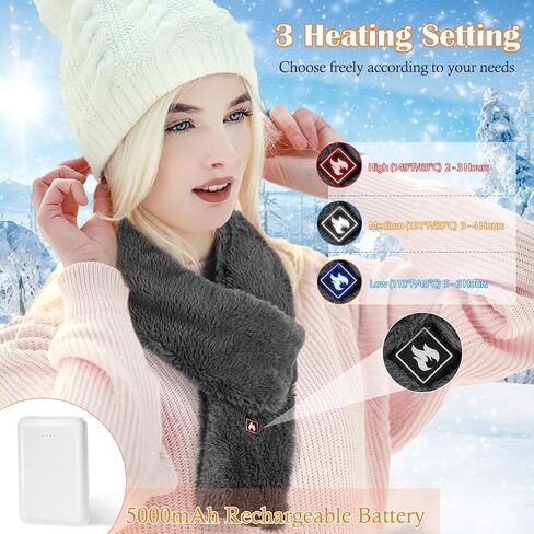 وشاح ساخن، وشاح رقبة ساخن من فيكس مع بطارية 5000 مللي أمبير في الساعة، وسادة تدفئة للرقبة قابلة لإعادة الشحن لتخفيف آلام الرقبة، سخان كهربائي للرقبة مع 3 مستويات تسخين، لفافة رقبة ساخنة للنساء والرجال in Kuwait