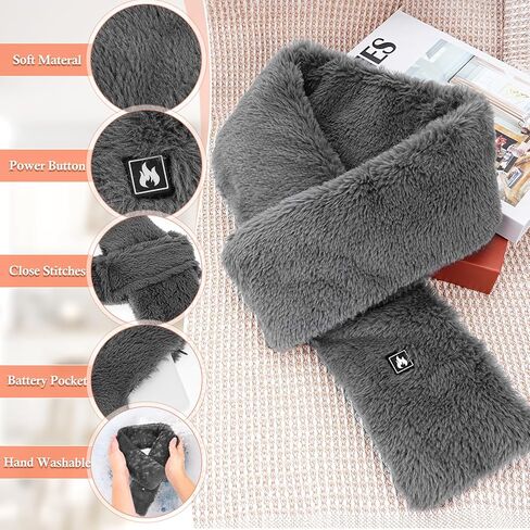 وشاح ساخن، وشاح رقبة ساخن من فيكس مع بطارية 5000 مللي أمبير في الساعة، وسادة تدفئة للرقبة قابلة لإعادة الشحن لتخفيف آلام الرقبة، سخان كهربائي للرقبة مع 3 مستويات تسخين، لفافة رقبة ساخنة للنساء والرجال in Kuwait