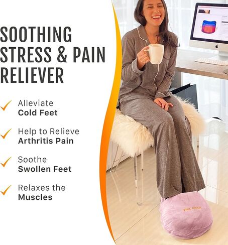 جهاز تدفئة القدمين من هابي هيت، وسادة تسخين كهربائية لتهدئة آلام وتشنجات القدمين، علاج تسخين، استخدام المكتب والمنزل، وسادة مضادة للانزلاق بالماء الساخن، لاسلكية، قابلة لإعادة الاستخدام وقابلة لإعادة الشحن - وردي in Kuwait