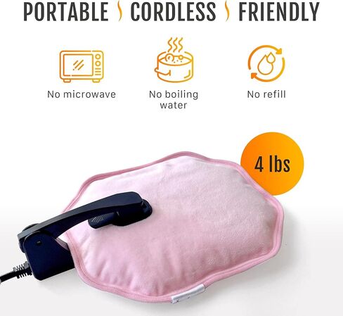 جهاز تدفئة القدمين من هابي هيت، وسادة تسخين كهربائية لتهدئة آلام وتشنجات القدمين، علاج تسخين، استخدام المكتب والمنزل، وسادة مضادة للانزلاق بالماء الساخن، لاسلكية، قابلة لإعادة الاستخدام وقابلة لإعادة الشحن - وردي in Kuwait