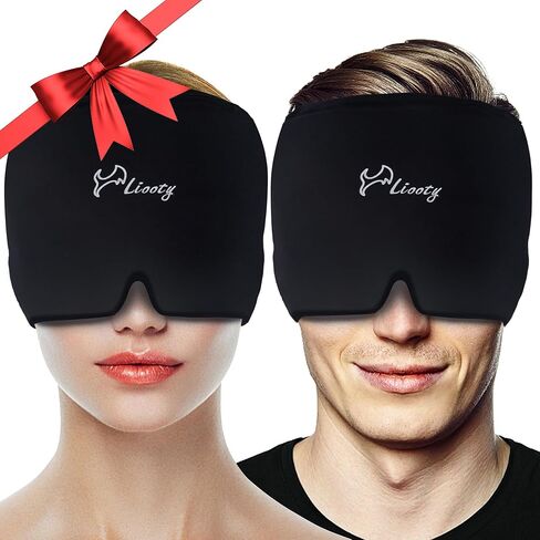 Liooty 2 Pcak Gel Ice Headache Relief Hat, Cold Cap for Migraine Relief & Tension Relief, Flexible Reusable Cooling Headache Cap Ice Pack Mask in Kuwait