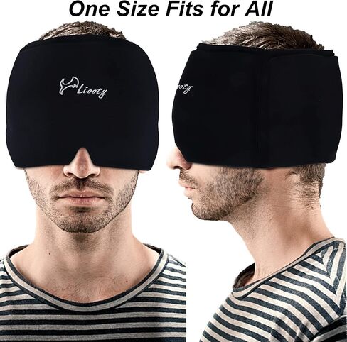 Liooty 2 Pcak Gel Ice Headache Relief Hat, Cold Cap for Migraine Relief & Tension Relief, Flexible Reusable Cooling Headache Cap Ice Pack Mask in Kuwait
