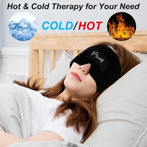 Liooty 2 Pcak Gel Ice Headache Relief Hat, Cold Cap for Migraine Relief & Tension Relief, Flexible Reusable Cooling Headache Cap Ice Pack Mask in Kuwait