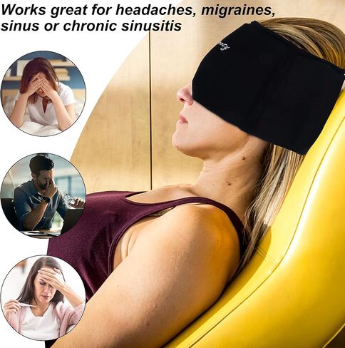 Liooty 2 Pcak Gel Ice Headache Relief Hat, Cold Cap for Migraine Relief & Tension Relief, Flexible Reusable Cooling Headache Cap Ice Pack Mask in Kuwait