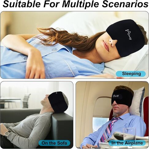 Liooty 2 Pcak Gel Ice Headache Relief Hat, Cold Cap for Migraine Relief & Tension Relief, Flexible Reusable Cooling Headache Cap Ice Pack Mask in Kuwait