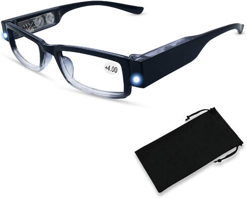 DuanMei Reading Glasses with Light Magnifying Glasses with Light Led Magnifier Eyeglasses Nighttime Reader Frame Eyewear+4.0 in Saudi Arabia