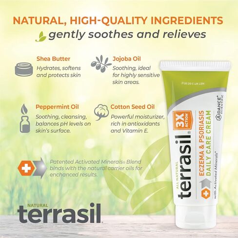 كريم إكزيما - تركيبة ثلاثية المفعول حاصلة على براءة اختراع طبيعية بالكامل لصدفية الإكزيما الشديدة والطفح الجلدي والطفح الجلدي الوردي لعلاج التهاب الجلد المتهيج والمتشقق والحكة من تيراسيل in Kuwait