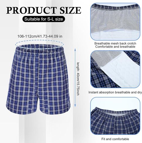 Mepase 6 Pcs Incontinence Underwear for Men Washable Reusable Absorbency Leakproof Incontinence Cotton Pad Boxer Shorts (X-Large) in Saudi Arabia