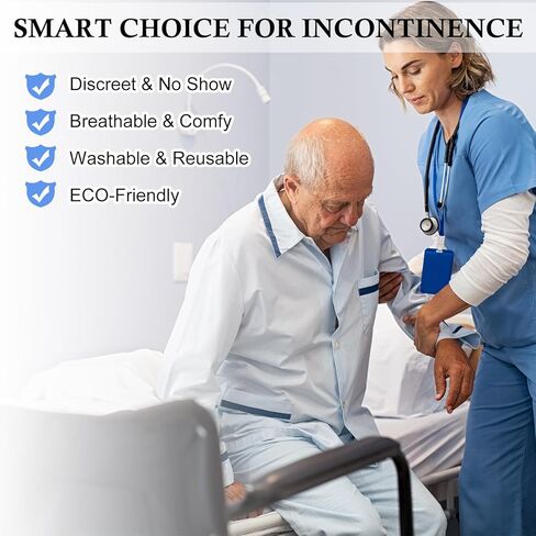 Mepase 6 Pcs Incontinence Underwear for Men Washable Reusable Absorbency Leakproof Incontinence Cotton Pad Boxer Shorts (X-Large) in Saudi Arabia