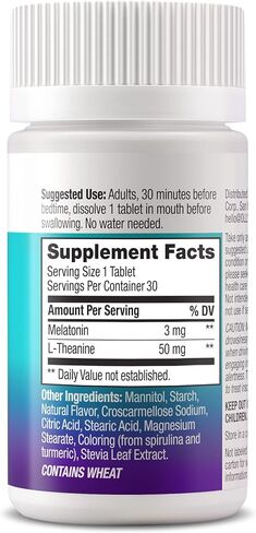 أقراص OLLY Relaxing Sleep سريعة الذوبان، 3 ملغ من الميلاتونين، نباتي، توت التفاح - 30 قطعة in Kuwait