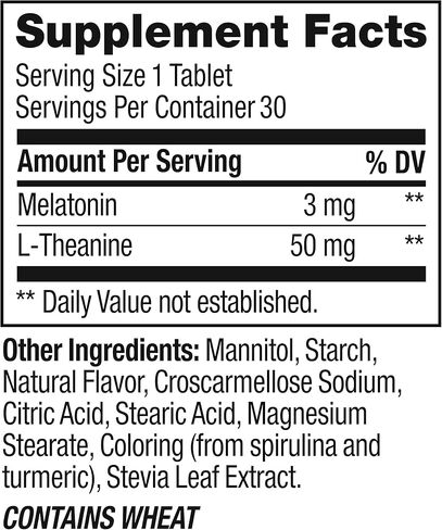 أقراص OLLY Relaxing Sleep سريعة الذوبان، 3 ملغ من الميلاتونين، نباتي، توت التفاح - 30 قطعة in Kuwait