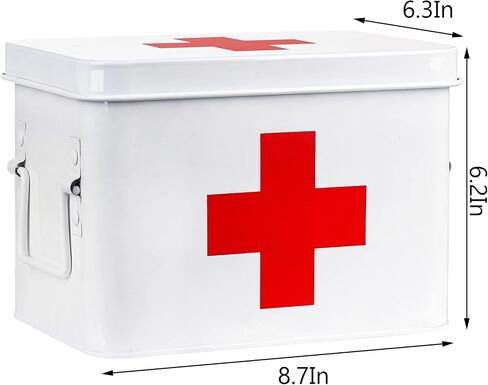 صندوق الإسعافات الأولية المعدني من WUWEOT، طقم الإسعافات الأولية المقسم للطب، صناديق فارغة عتيقة مع غطاء وصينية قابلة للإزالة لأداة الطوارئ العائلية المنزلية in Saudi Arabia