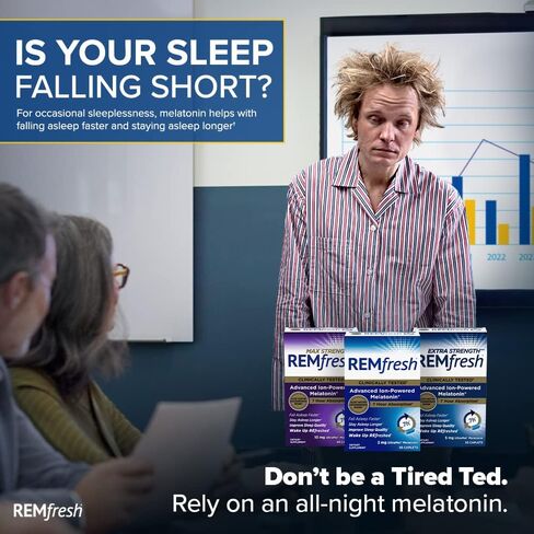 مكمل REMfresh Max Strength 10mg الميلاتونين للمساعدة على النوم الخالي من المخدرات، 24 كبسولة (قد تختلف التعبئة) in Kuwait