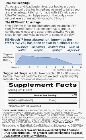 مكمل REMfresh Max Strength 10mg الميلاتونين للمساعدة على النوم الخالي من المخدرات، 24 كبسولة (قد تختلف التعبئة) in Kuwait
