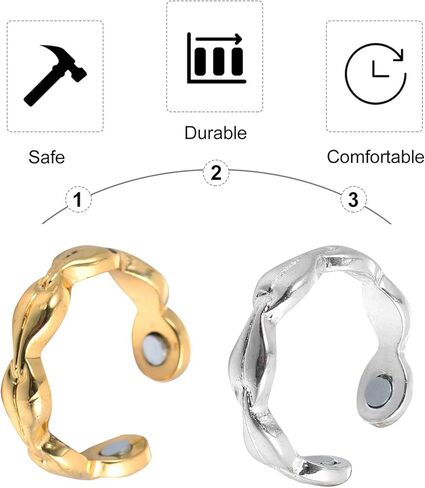 2pcs Magnetic Rings Weight Loss Toe Ring Copper Rings Magnetic Health Ring for and Carpal Tunnel Golden Silver in Kuwait
