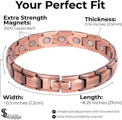 Smarter LifeStyle Elegant Copper Magnetic Anklet for Men - Adjustable Bracelet Length with Sizing Tool for Perfect Fit, Magnetic Ankle Bracelets for Men, Mens Copper Anklet in Kuwait
