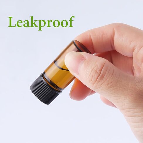 CDBOVID 100 Pack Essential Oil Bottles with 2 Droppers,Small 5ml Thick Dark Amber Glass Tincture Bottles - Leakproof Essential Oil Vial For Storage/Travel/Experiments in Kuwait