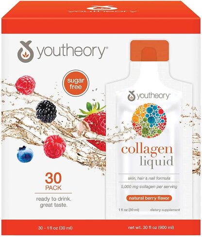 Youtheory Collagen Liquid, Revitalizes Skin, Hair and Nails, Berry Flavor, 30 Packets in Saudi Arabia