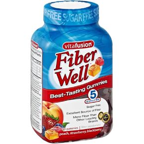 Vitafusion Sugar-Free Fiber Well Gummies Peach, Strawberry, Blackberry , 90 CT (Pack of 3) in Kuwait
